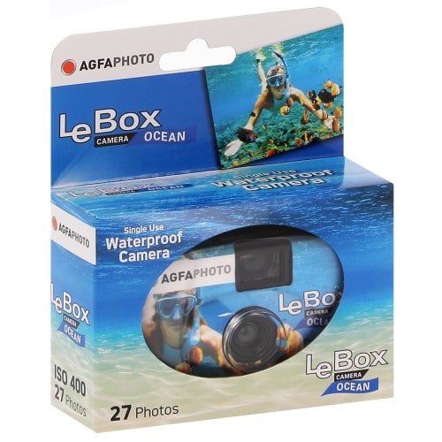 AGFA - Appareil photo jetable Le Box Camera Océan - 400 iso - 27 poses - Etanche jusqu'à 3 mètres