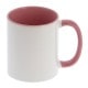Mug céramique MB TECH 330ml (11oz) - Blanc/poignée et intérieur rose - Certifié contact alimentaire - Diam. ext. 82mm/Haut. 96mm