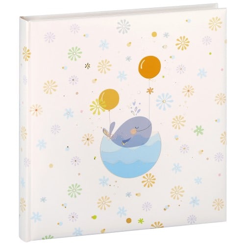 GOLDBUCH - Album photo traditionnel Naissance LITTLE WHALE - 30 pages blanches + feuillets cristal + 4 pages illustrées - 120 photos - Couverture Bleue 30x31cm