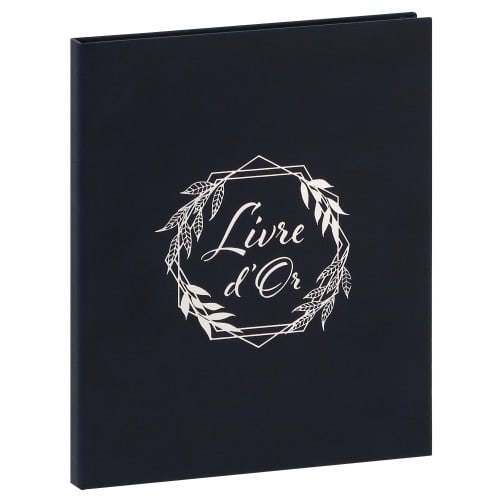 PANODIA - Livre d'or Mariage ROMA - 80 pages traditionnelles blanches - Couverture Bleue 20,5x24,5cm