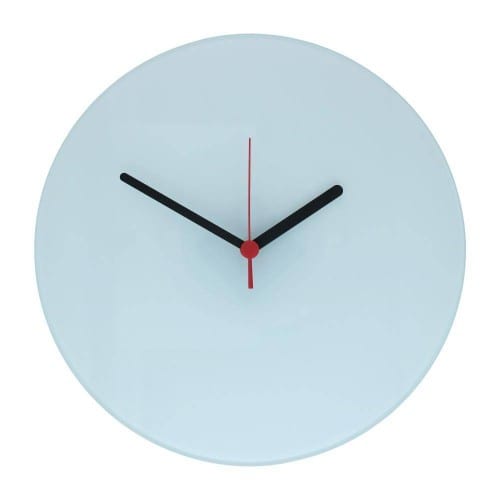 Horloge verre ronde 29cm - Aiguilles noires et rouges pour sublimation