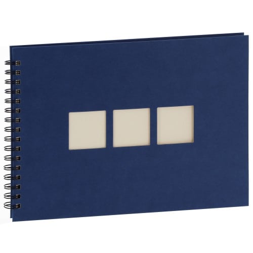 PANODIA - Album photo traditionnel MANILLE - 60 pages ivoires - 180 photos - Couverture Bleue 33x23cm + 3 fenêtres