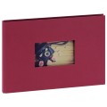 PANODIA - Album photo traditionnel STUDIO - 60 pages noires - 180 photos - Couverture Framboise 33,5x23cm + fenêtre