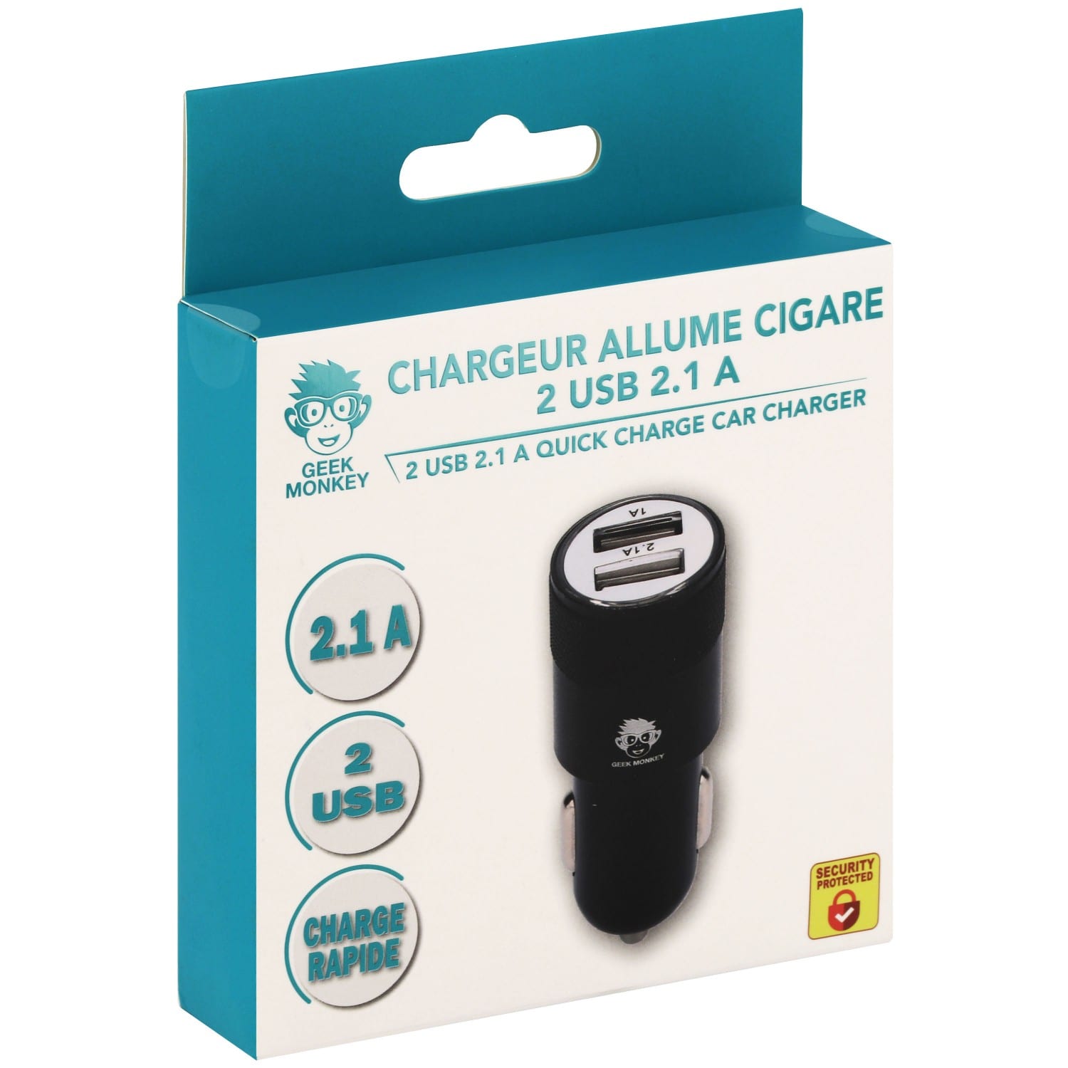 Support Voiture Smartphone Universel avec 2x Entrées USB + Prise Allume- cigare - Français