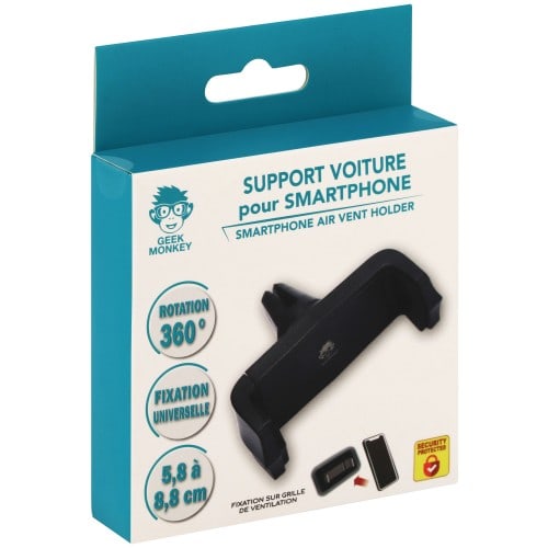 GEEK MONKEY - Support de smartphone pour voiture - Noir