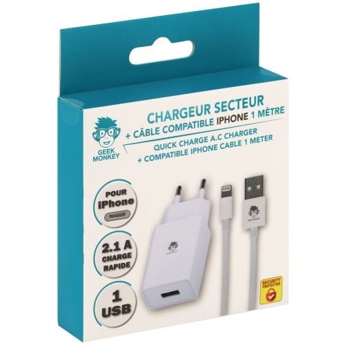 Câble de chargement pour iPhone 1 m blanc Set de 3