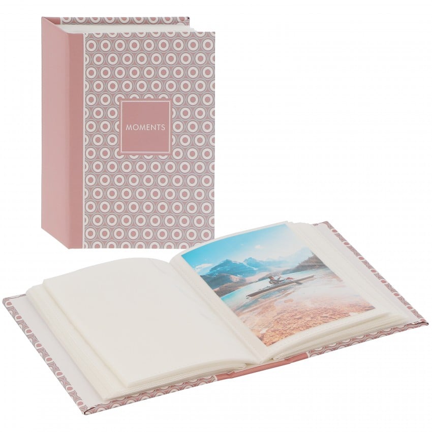 pochettes sans mémo PURE MOMENTS - 25 pages - 50 photos - Couverture Rose 23x22,5cm