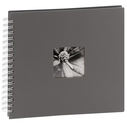 HAMA - Album photo traditionnel FINE ART SPIRAL - 50 pages blanches + feuillets cristal - 100 photos - Couverture Grise 28x24cm + fenêtre