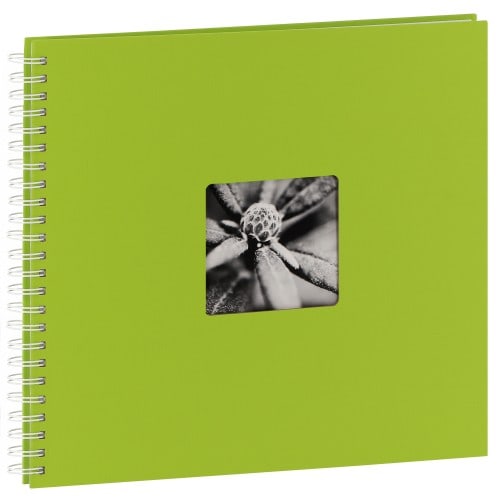 HAMA - Album photo traditionnel FINE ART SPIRAL - 50 pages blanches + feuillets cristal - 300 photos - Couverture Verte Kiwi 36x32cm + fenêtre