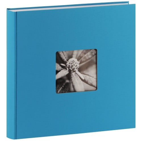 HAMA - Album photo traditionnel FINE ART JUMBO - 100 pages blanches + feuillets cristal - 400 photos - Couverture Bleue Turquoise 30x30cm + fenêtre