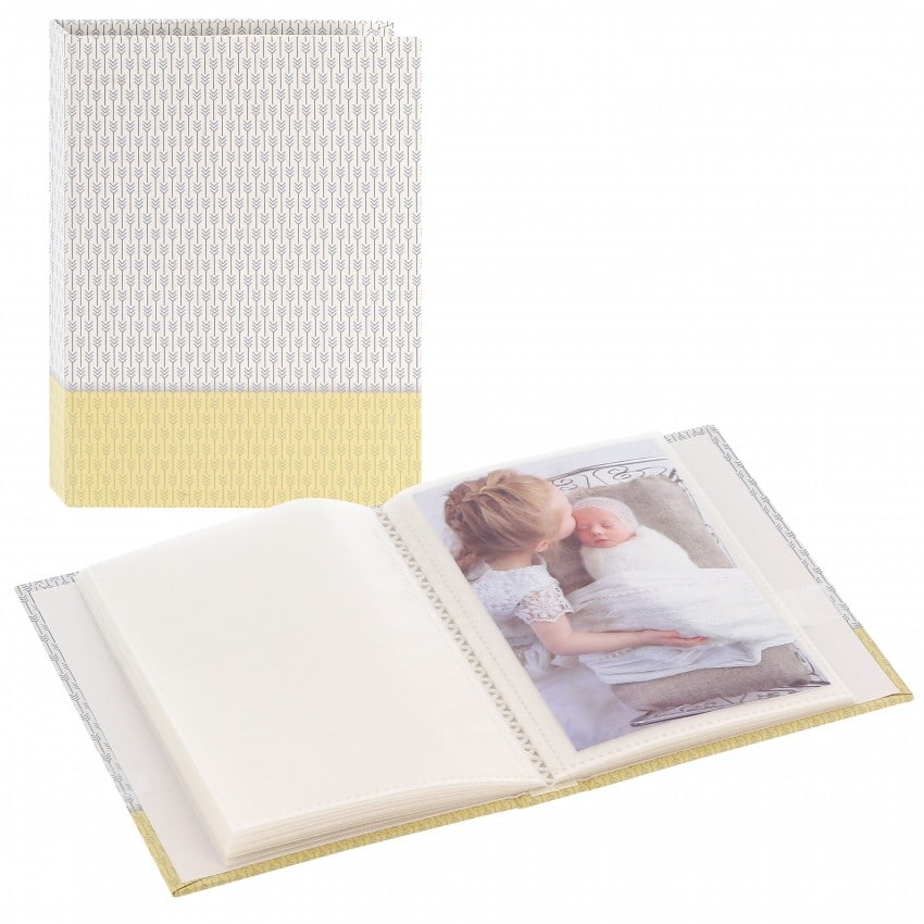 pochettes sans mémo FILIGRANA - 40 pages blanches - 40 photos - Couverture Jaune 12,5x16,5cm