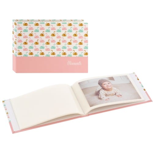 HAMA - Mini album pochettes sans mémo SWAN - 24 pages blanches - 24 photos - Couverture Rose 17,5x12cm