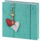 pochettes avec mémo Rustico Love Key - 100 pages blanches - 200 photos - Couverture Turquoise 22,5x22cm + poche CD