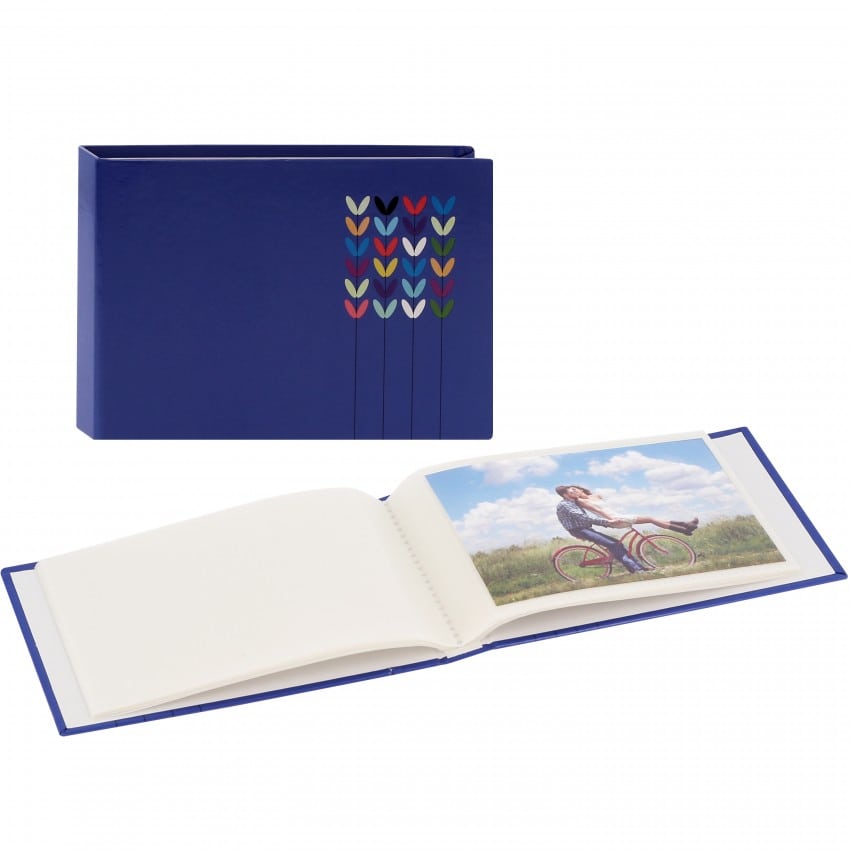pochettes sans mémo Blossom - 24 pages blanches - 24 photos - Couverture Bleue 17,5x12cm