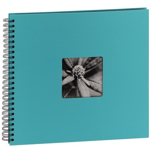 HAMA - Album photo traditionnel FINE ART SPIRAL - 50 pages noires + feuillets cristal - 300 photos - Couverture Bleue Turquoise 36x32cm + fenêtre
