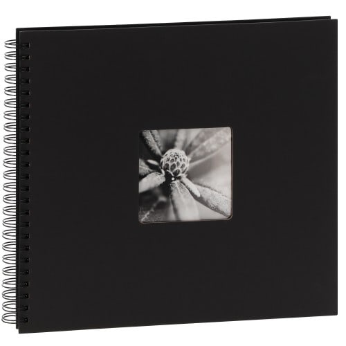 HAMA - Album photo traditionnel FINE ART SPIRAL - 50 pages noires + feuillets cristal - 300 photos - Couverture Noire 36x32cm + fenêtre