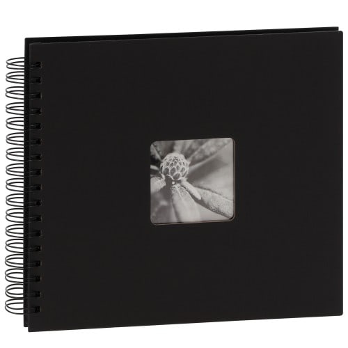 HAMA - Album photo traditionnel FINE ART SPIRAL - 50 pages noires + feuillets cristal - 100 photos - Couverture Noire 28x24cm + fenêtre