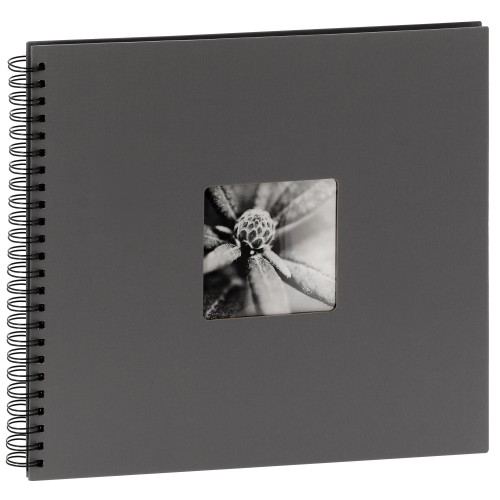 HAMA - Album photo traditionnel FINE ART SPIRAL - 50 pages noires + feuillets cristal - 300 photos - Couverture Grise 36x32cm + fenêtre
