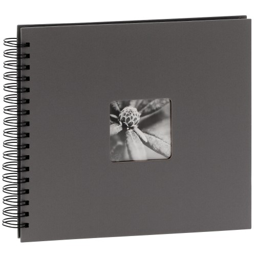 HAMA - Album photo traditionnel FINE ART SPIRAL - 50 pages noires + feuillets cristal - 100 photos - Couverture Grise 28x24cm + fenêtre