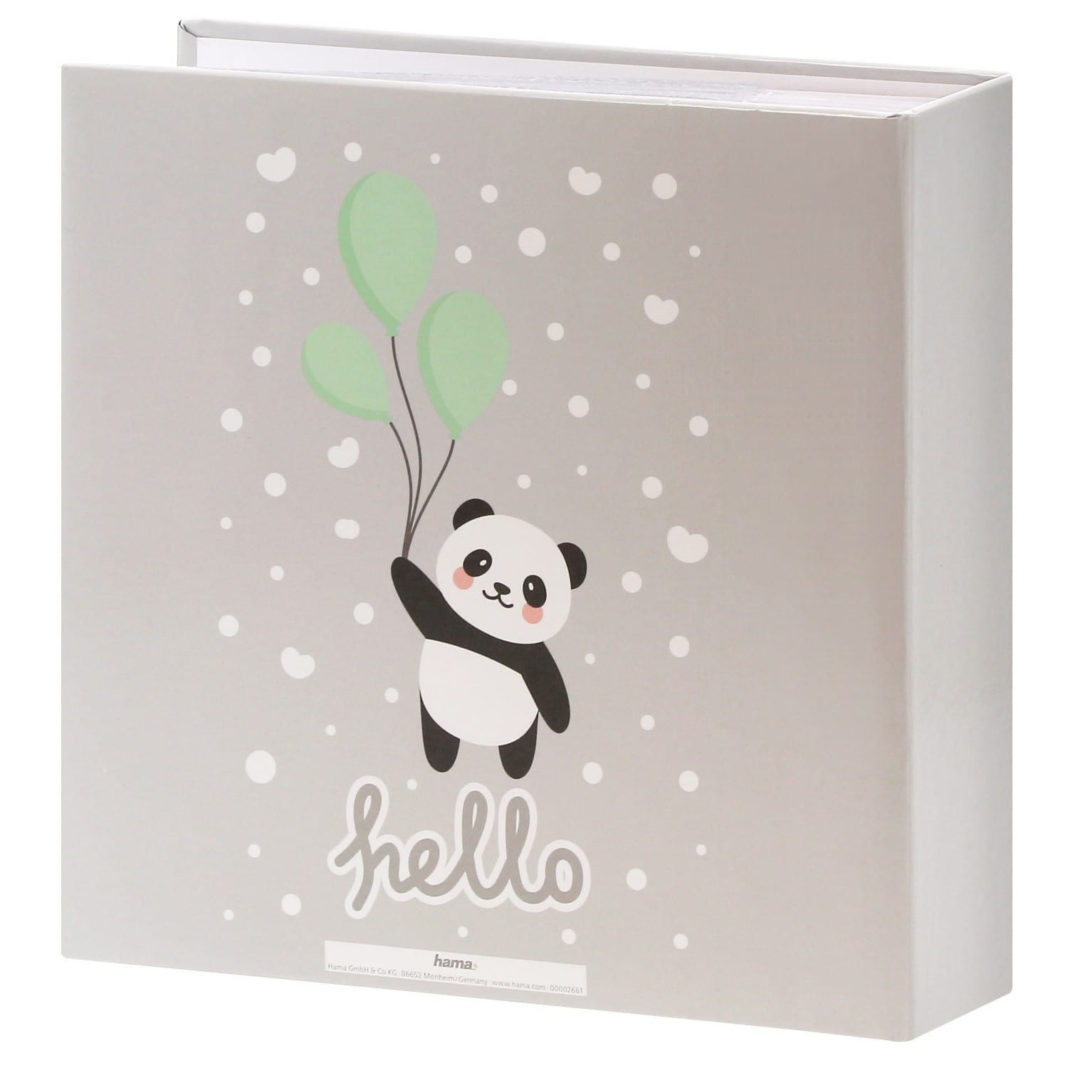 Album photo HAMA pochettes avec mémo HELLO PANDA - 100 pages blanches - 200  photos - Couverture Grise 22,5x22cm