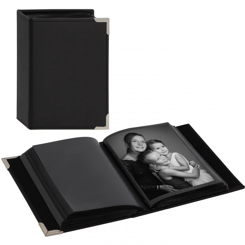 pochettes sans mémo Minimax New York City - 100 pages noires - 100 photos - Couverture  Simili Cuir Noir 13,5x17cm