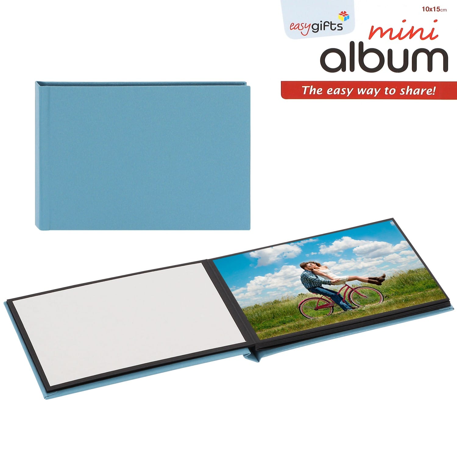 Mini album I GIFTS adhésif EASYALBUM - 10 pages noires - 10 photos 10x15cm  - Couverture Bleue 16x11cm