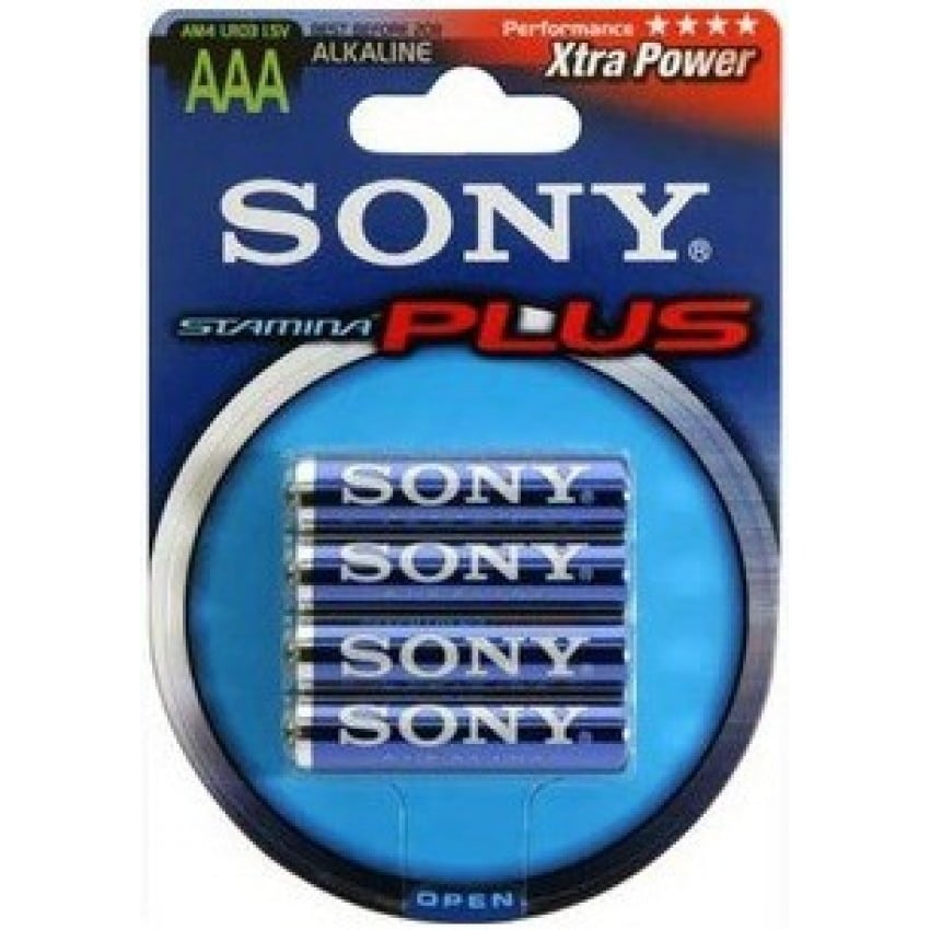 Pile alcaline LR03 AAA AM4 1,5V SONY Stamina Plus Blister de 4 piles