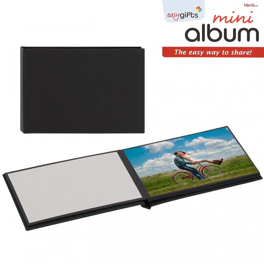 Mini album photo MITSUBISHI pré-encollé EasyAlbum - Noir - Pour 10 tirages 10x15cm - Orientation paysage