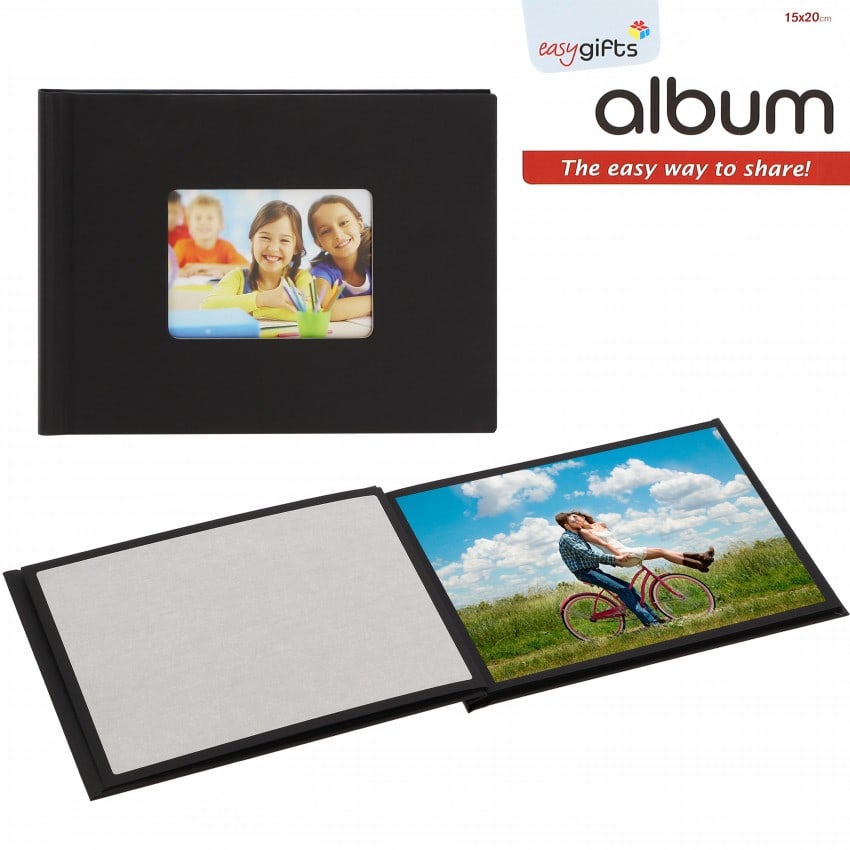 Mini album photo MITSUBISHI pré-encollé EasyAlbum - Noir avec fenêtre - Pour 12 tirages 15x20cm - Orientation paysage