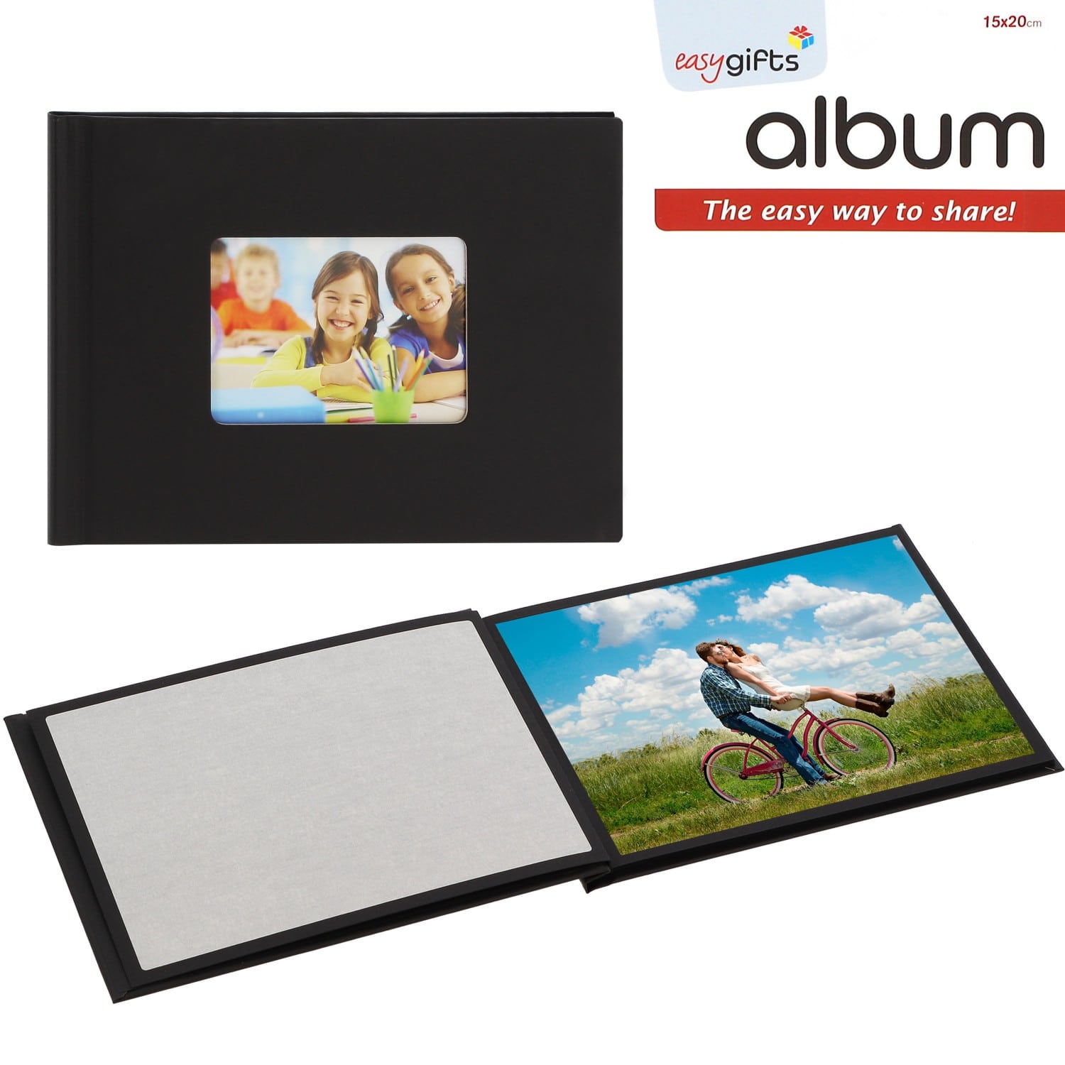 Mini album I GIFTS adhésif EASYALBUM - 12 pages noires - 12 photos 15x20cm  - Couverture Noire 23x17cm + fenêtre