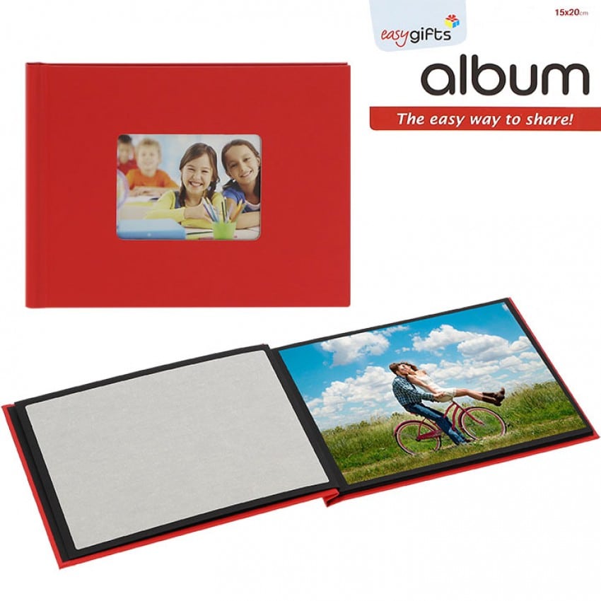 Mini album photo MITSUBISHI pré-encollé EasyAlbum - Rouge avec fenêtre - Pour 12 tirages 15x20cm - Orientation paysage