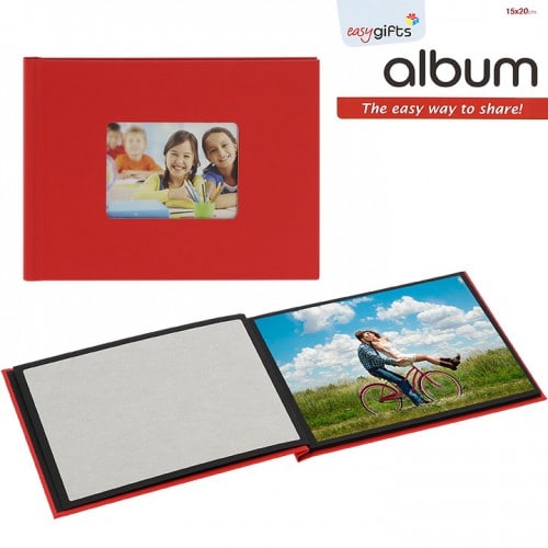 I GIFTS - Mini album adhésif EASYALBUM - 12 pages noires - 12 photos 15x20cm - Couverture Rouge 23x17cm + fenêtre