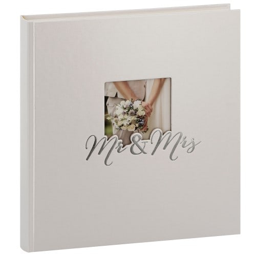 GOLDBUCH - Album photo traditionnel Mariage MR & MRS - 60 pages blanches + feuillets cristal - 240 photos - Couverture Blanche 30x31cm + fenêtre