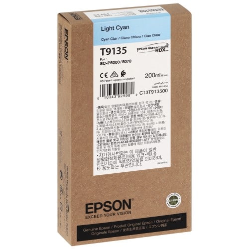 Cartouche d'encre traceur EPSON SC-P5000 - Cyan Clair - 200ml - T9135