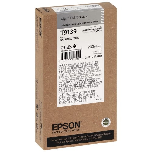 EPSON - Cartouche d'encre traceur SC-P5000 - Gris Clair - 200ml - T9139