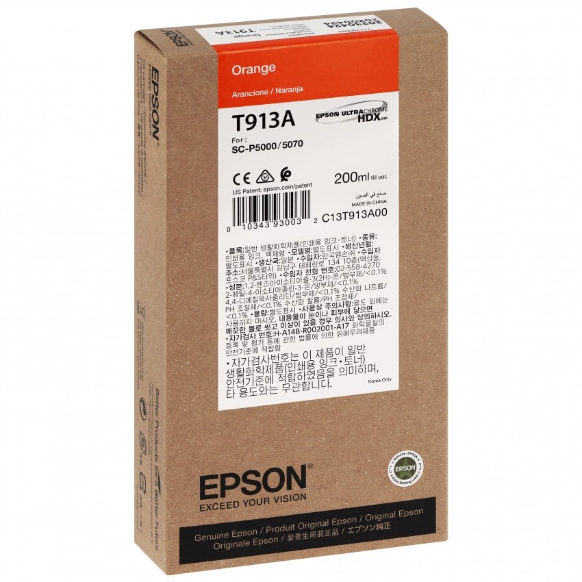 Cartouche d'encre traceur EPSON SC-P5000 - Orange - 200ml - T913A