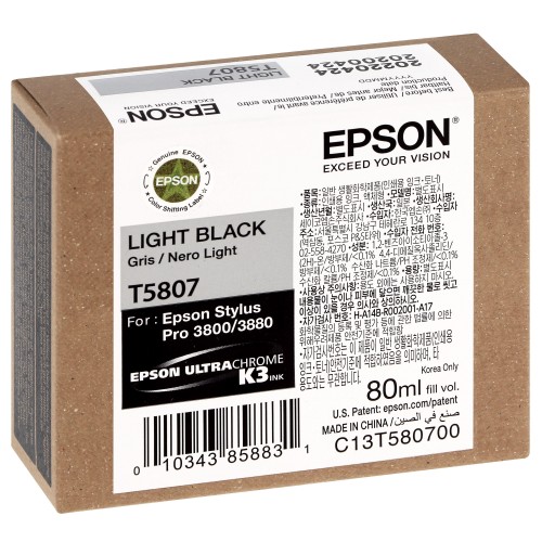 Cartouche d'encre traceur EPSON T5807 Pour imprimante 3800/3880 Gris - 80ml