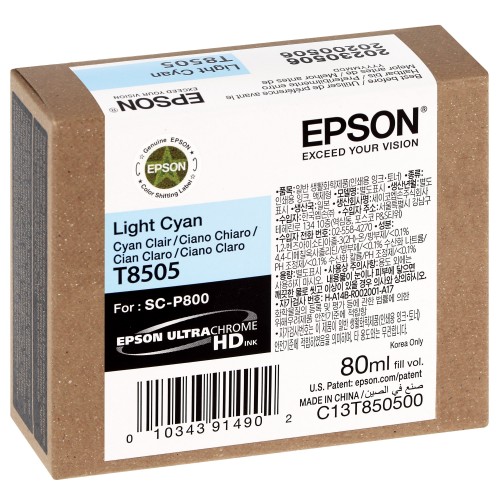 EPSON - Cartouche d'encre traceur SC-P800 - Cyan clair - 80ml - T8505