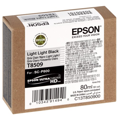 EPSON - Cartouche d'encre traceur SC-P800 - Gris clair - 80ml - T8509