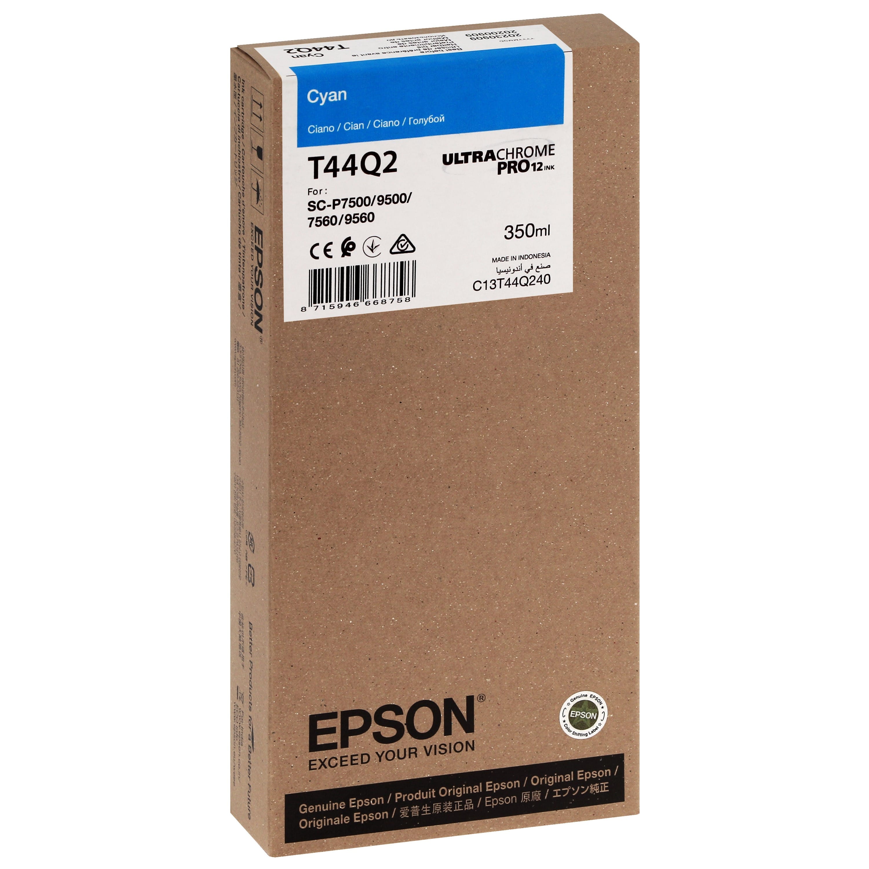 EPSON - Cartouche d'encre traceur T44Q2 Pour imprimante SC-P7500/9500 UltraChrome PRO Cyan - 350ml