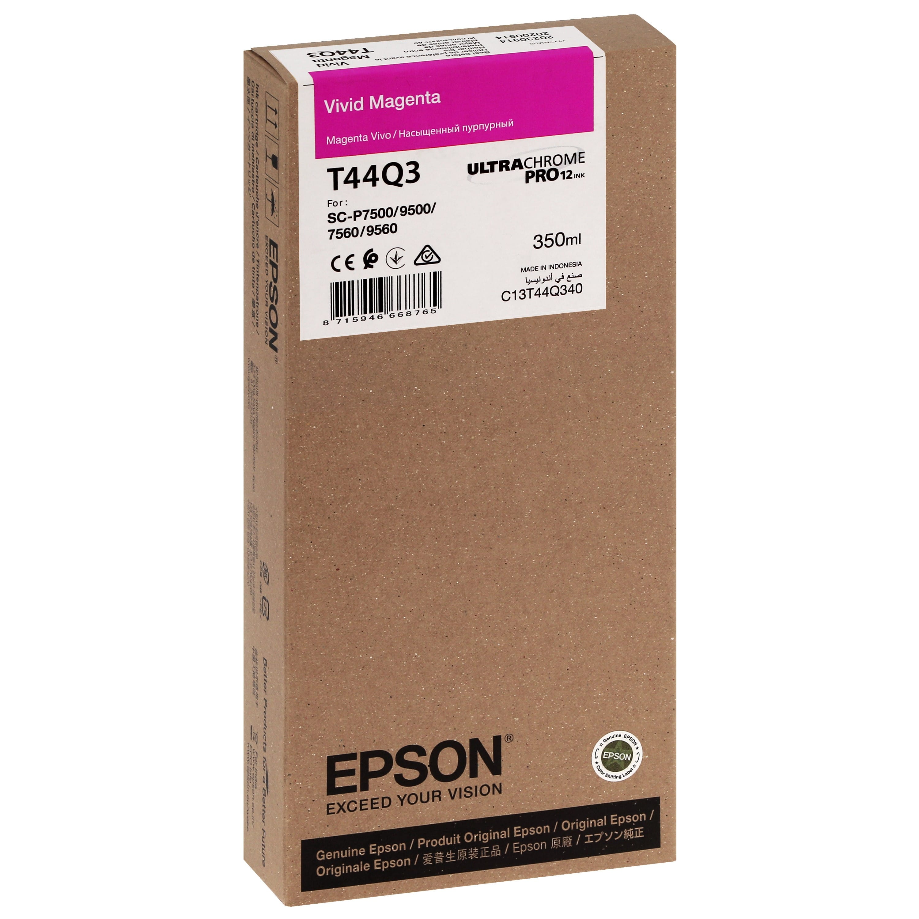EPSON - Cartouche d'encre traceur T44Q3 Pour imprimante SC-P7500/9500 UltraChrome PRO Vivid Magenta - 350ml