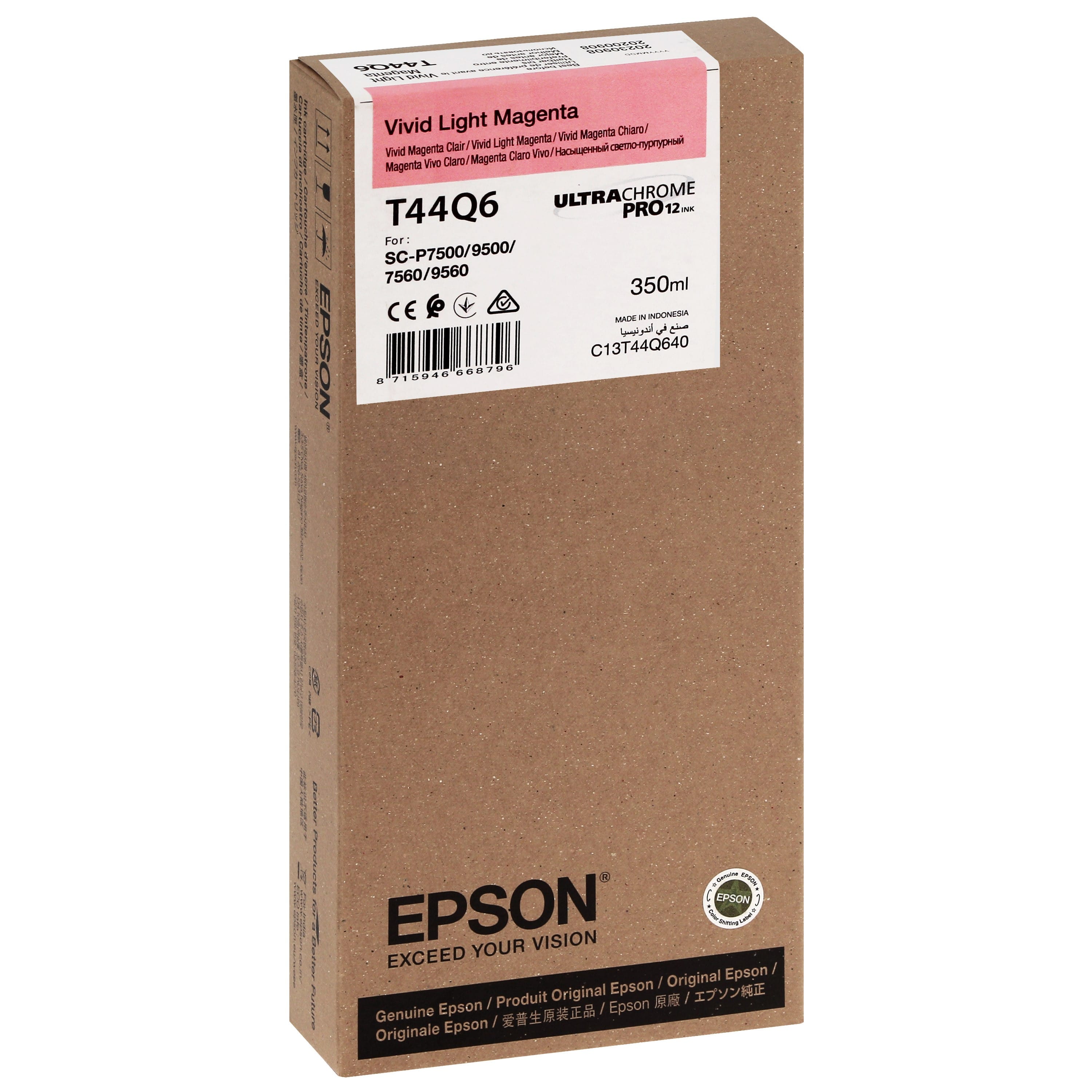 EPSON - Cartouche d'encre traceur T44Q6 Pour imprimante SC-P7500/9500 UltraChrome PRO Vivid Light Magenta - 350ml