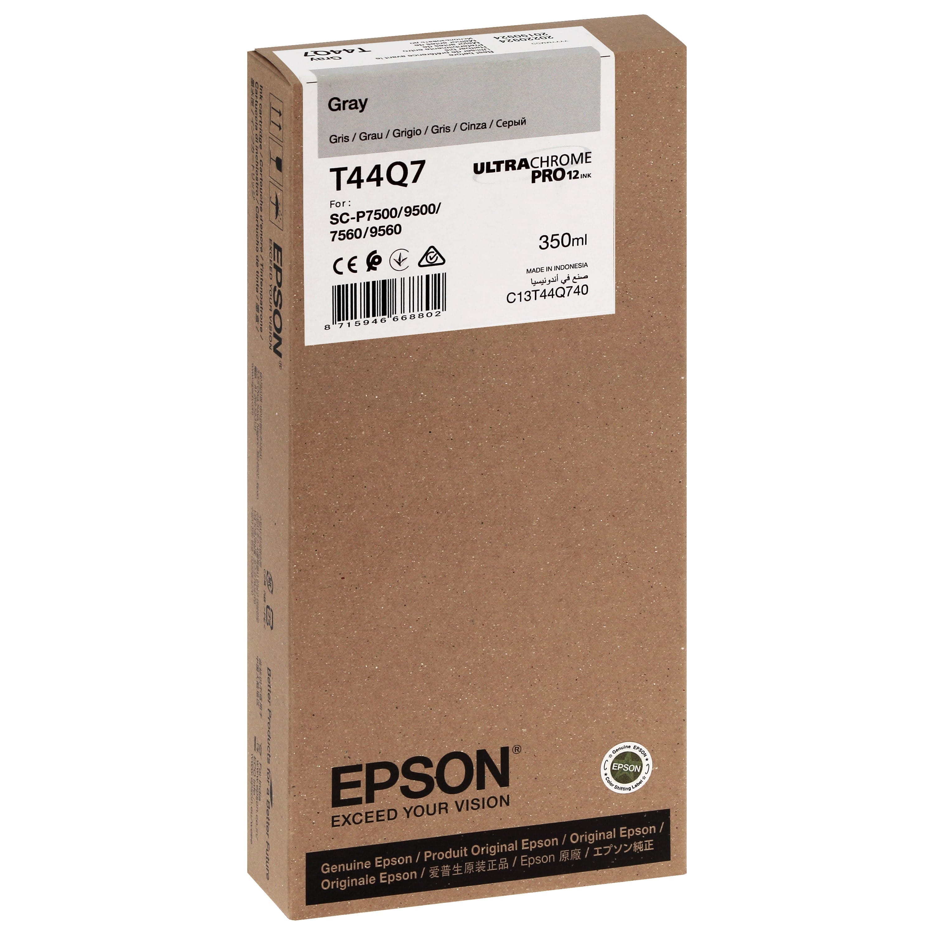 EPSON - Cartouche d'encre traceur T44Q7 Pour imprimante SC-P7500/9500 UltraChrome PRO Light Noir - 350ml