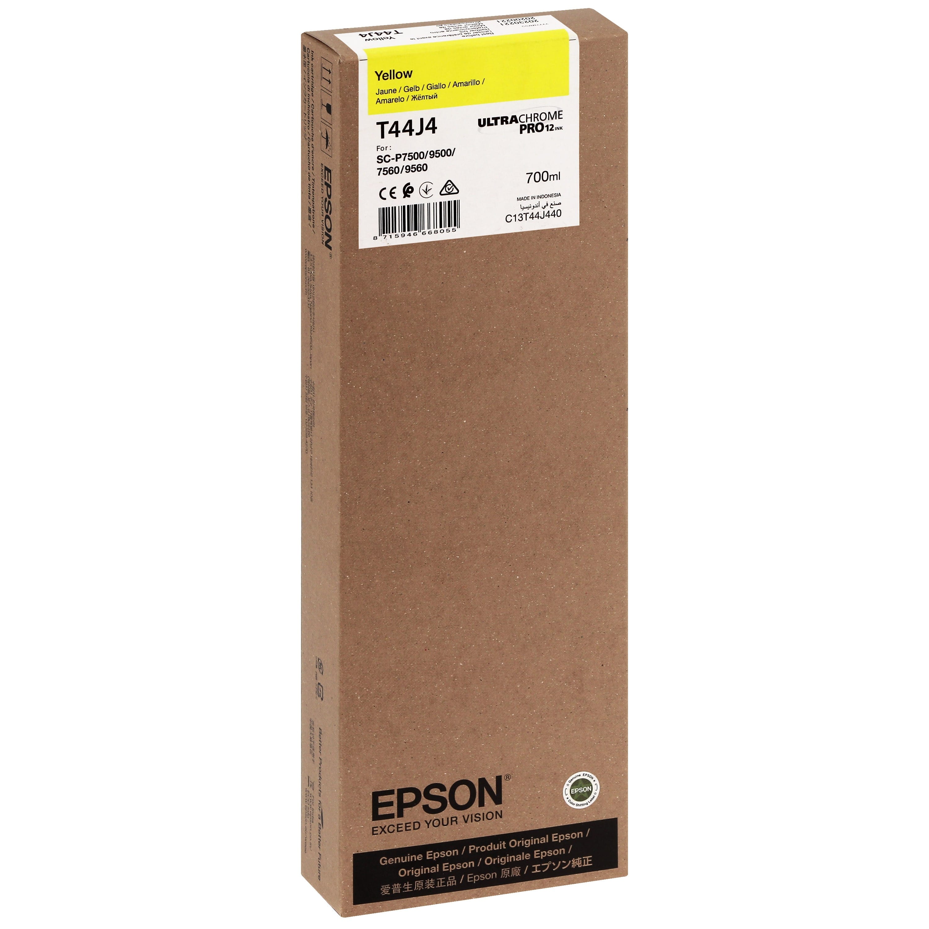 EPSON - Cartouche d'encre traceur T44J4 Pour imprimante SC-P7500/9500 UltraChrome PRO Jaune - 700ml