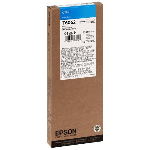 EPSON - Cartouche d'encre traceur T6062 Pour imprimante 4800/4880 Cyan - 220ml