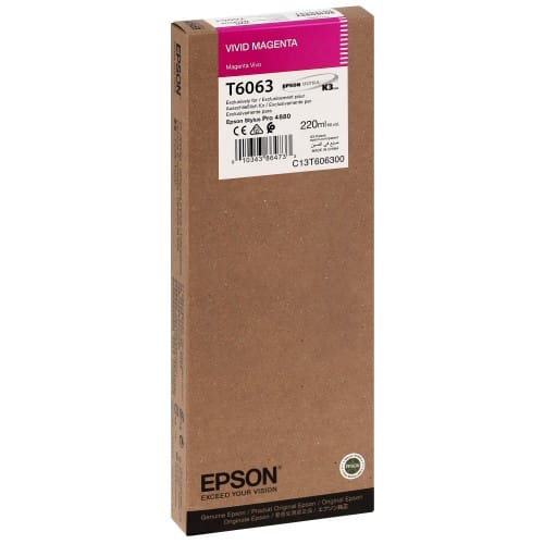 Cartouche d'encre traceur EPSON T6063 Pour imprimante 4880 Vivid Magenta - 220ml