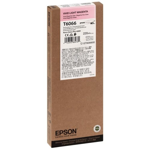 Cartouche d'encre traceur EPSON T6066 Pour imprimante 4880 Vivid Magenta clair - 220ml