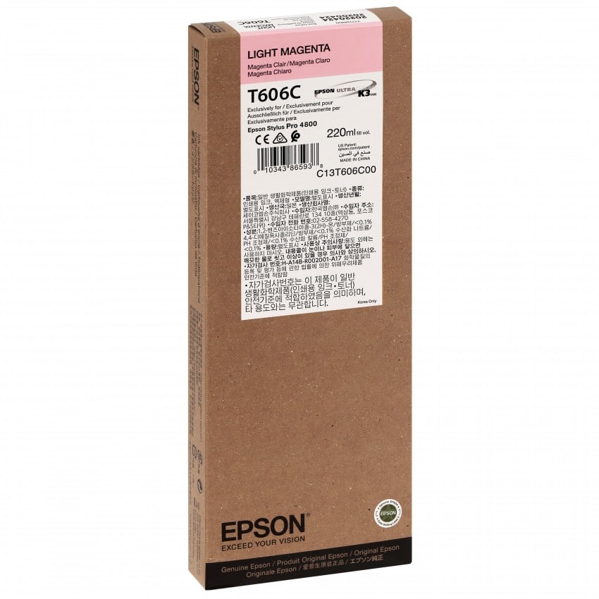 Cartouche d'encre traceur EPSON T606C Pour imprimante 4800 Magenta clair - 220ml