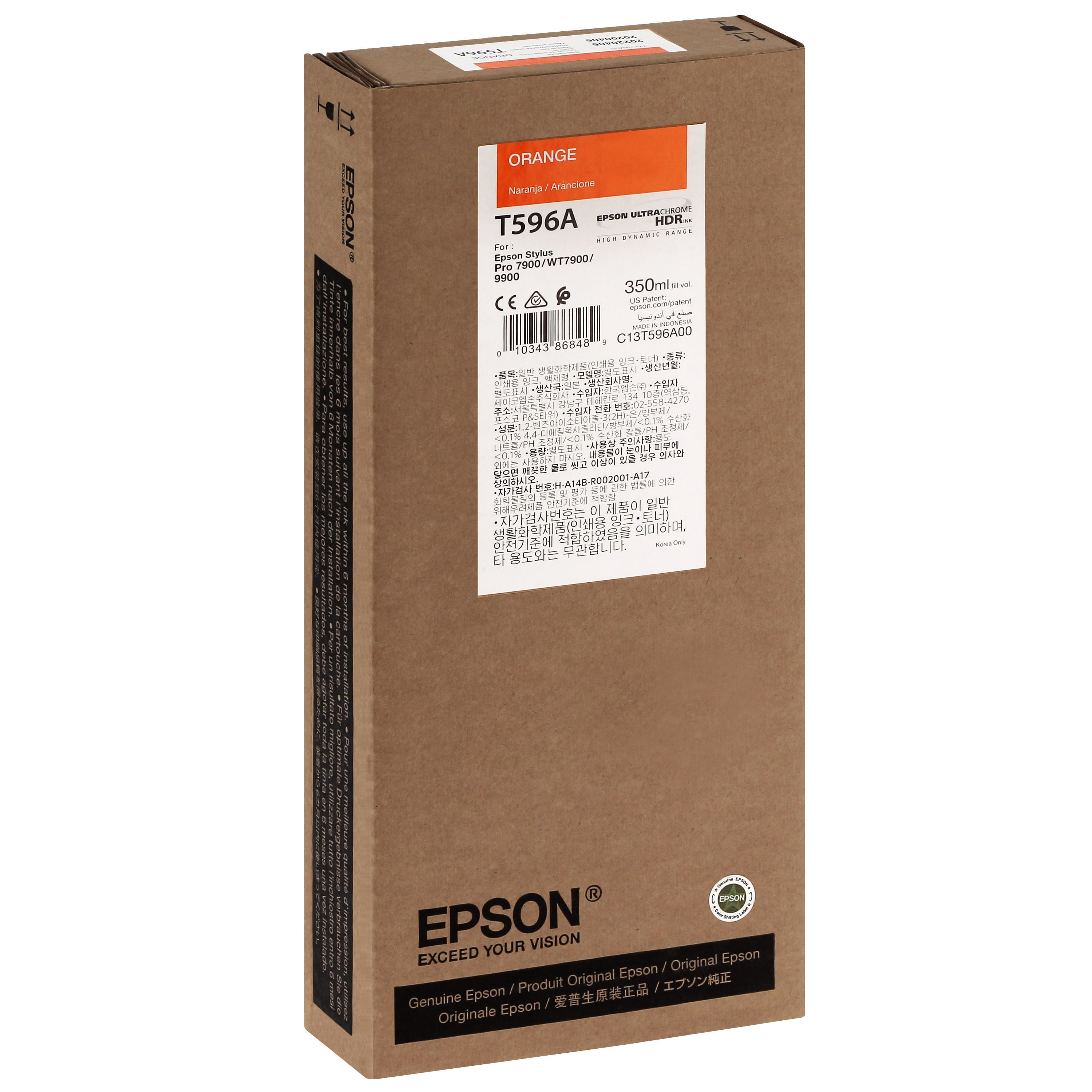 EPSON - Cartouche d'encre traceur T596A Pour imprimante 7900/9900 Orange - 350ml