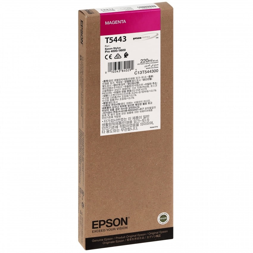 Cartouche d'encre traceur EPSON T5443 Pour imprimante 4000/4400/7600/9600 Magenta - 220ml